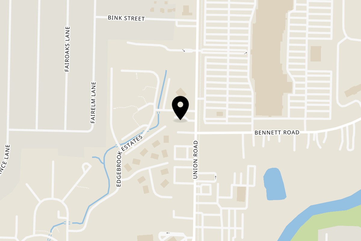 Map showing the location of Rock Burger Cheektowaga on 2810 Union Rd in Cheektowaga